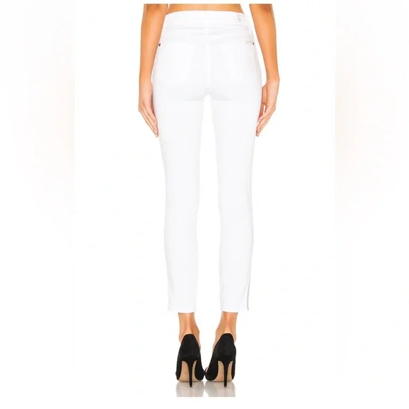 7 FOR ALL MANKIND WHITE SKINNY JEANS WITH SILVER ACCENT - Picture 4 of 8